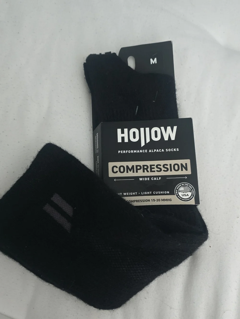 HOLLOW MEDIUM COMPRESSION WIDE CALF PERFORMANCE ALPACA SOCKS - NWT - M, L